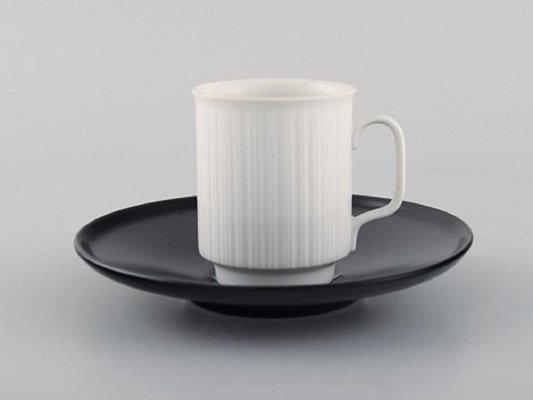 Porcelain Noire Mocha Cups with Saucers by Tapio Wirkkala for Rosenthal, Set of 8-AR-787950