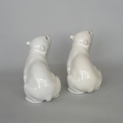 Porcelain Polar Bear and Cubs Sculptures from Lomonosov, 1960s, Set of 3-YGE-703530