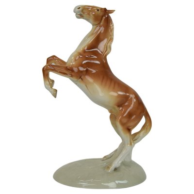 Porcelain Prancing Horse from Royal Dux, 1940s-TZ-1454065