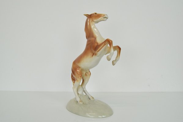 Porcelain Prancing Horse from Royal Dux, 1940s-TZ-1454065