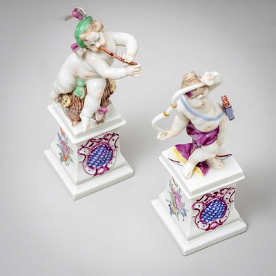 Porcelain Putti of Diana and Hermes from Nymphenburg, Early 20th Century, Set of 2-VEI-2022786