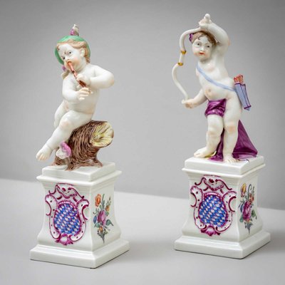 Porcelain Putti of Diana and Hermes from Nymphenburg, Early 20th Century, Set of 2-VEI-2022786