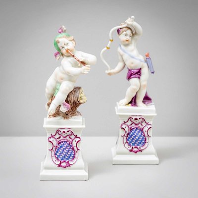 Porcelain Putti of Diana and Hermes from Nymphenburg, Early 20th Century, Set of 2-VEI-2022786