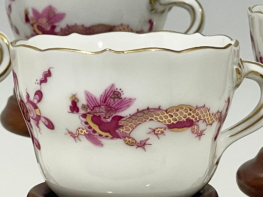 Porcelain Rich Court Dragon Cups and Saucers from Meissen, Germany, 1960s, Set of 2-UCH-2042700