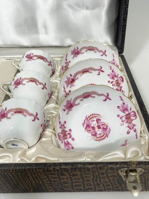 Porcelain Rich Court Dragon Cups and Saucers from Meissen, Germany, 1960s, Set of 2-UCH-2042700