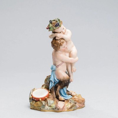 Porcelain Satyr and Dionysus Group from Meissen, 19th Century-WMV-1129603