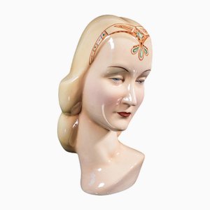 Porcelain Sculpture Lady by Antonio Ronzan, 1940s-OJE-2028719