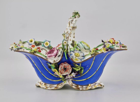 Porcelain Vase-Basket with Molded Flowers-WMV-1129654