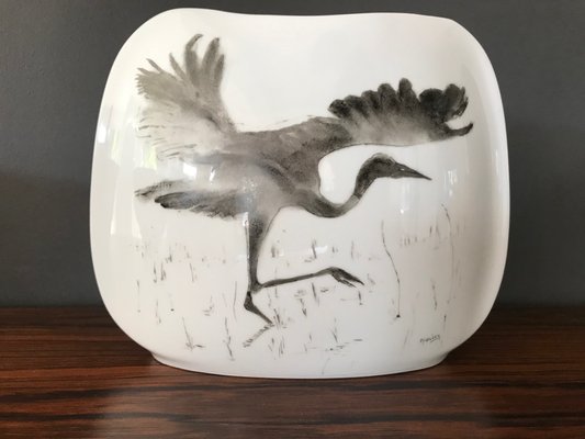 Porcelain Vase with Heron Decoration by M. Houben for Royal Porzellan, 1960s-XQY-669476