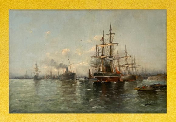 Port of Northern Europe, 1900, Oil on Canvas-XMH-1704492