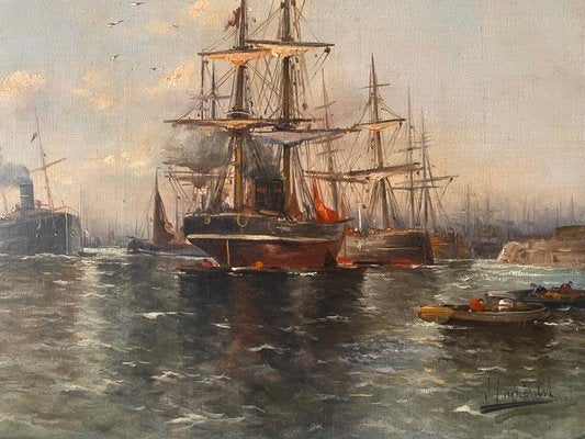 Port of Northern Europe, 1900, Oil on Canvas-XMH-1704492