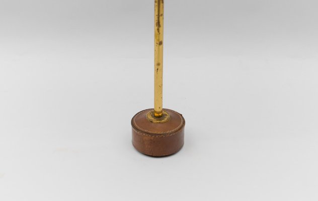 Portable Ashtray Stand in Brass and Leather in the style of Jacques Adnet, 1950s-KQB-1765839