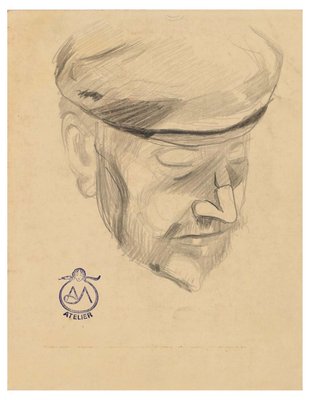 Portrait - Charcoal Drawing on Paper by A. Mérodack-Jeanneau Late 19th Century-ZCI-761958