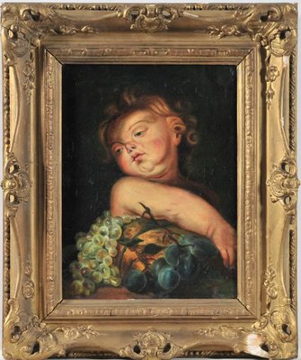 Portrait of a Baby with Fruits Under His Arm, 19th Century, Oil on Canvas-QOR-2026787