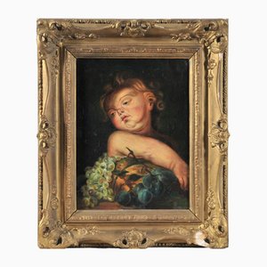 Portrait of a Baby with Fruits Under His Arm, 19th Century, Oil on Canvas-QOR-2026787