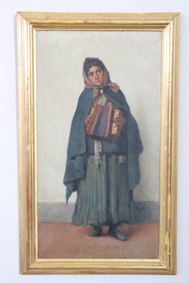 Portrait of a Little Girl With Accordion, 1900s, Oil on Canvas, Framed-DCO-1313027