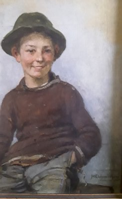 Portrait of a Sitting Boy, 1900s, Oil on Cardboard-HOI-1238773