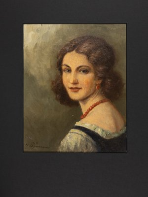 Portrait of a Woman, 1920s, Oil on Plate, Framed-GPP-1050261