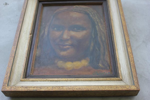 Portrait of a Young Girl, Oil on Canvas, Framed-UWJ-1103574