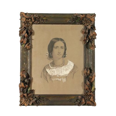 Portrait of a Young Woman, 1858, Pencil & Charcoal on Paper, Framed-VMM-1298783