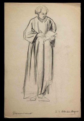 Portrait of Albertus Magnus, Original Drawing, Early 20th-Century-ZCI-1163397