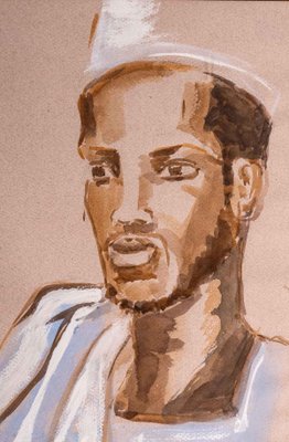 Portrait of an African Man, Watercolor on Paper, 20th-Century-WFS-911015