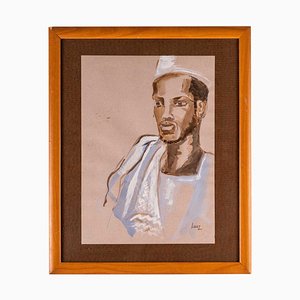 Portrait of an African Man, Watercolor on Paper, 20th-Century-WFS-911015