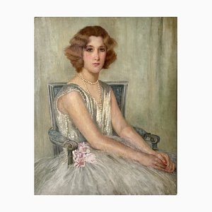 Portrait of an Young Woman, 1940s, Oil on Canvas-XMH-2040947