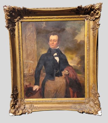 Portrait of Aristocrat, Large Oil on Canvas, 19th Century, Framed-SYQ-1742209