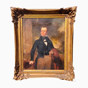 Portrait of Aristocrat, Large Oil on Canvas, 19th Century, Framed-SYQ-1742209