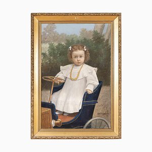 Portrait of Child on a Car, Oil Painting, Late 19th-Century-ZCI-1266693