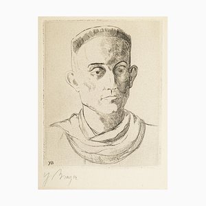 Portrait of Henry de Montherlant - Original Etching by Yves Brayer Mid 20th Century-ZCI-760743