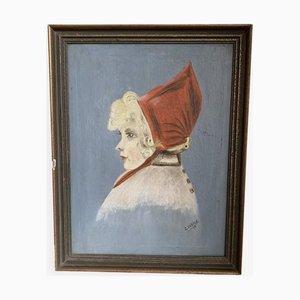 Portrait of Lady in Traditional Costume, 1920s, Oil on Canvas, Framed-VBM-1824590