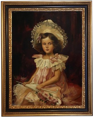 Portrait of Little Girl, German School, 2002, Oil on Canvas, Framed-YUW-1314820