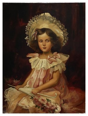 Portrait of Little Girl, German School, 2002, Oil on Canvas, Framed-YUW-1314820