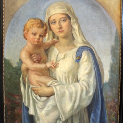 Portrait of Madonna & Child, 1902, Oil on Canvas, Framed-UMS-1383993