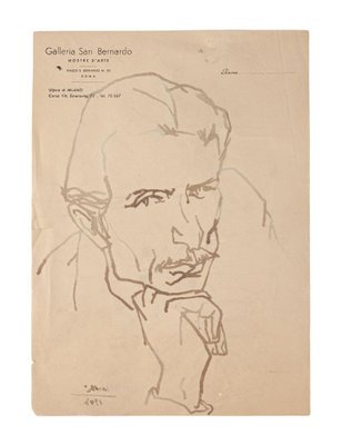 Portrait of Man - Original Drawing in China Ink by Umberto Casotti - 1947 1947-ZCI-766315