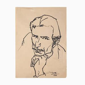 Portrait of Man - Original Drawing in China Ink by Umberto Casotti - 1947 1947-ZCI-766315