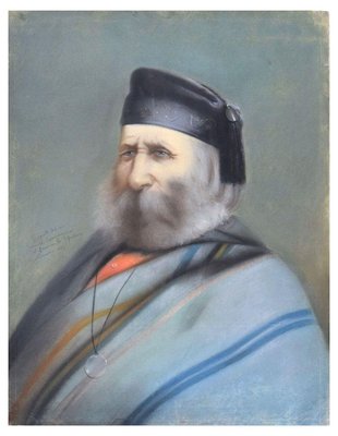 Portrait of Old Giuseppe Garibaldi - Chalk, Charcoal and Oil Pastels - 1880 1880-ZCI-760127