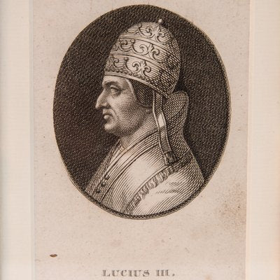 Portrait of Pope Lucius III, 18th-Century, Copperplate Engraving, Framed-FSD-1093429