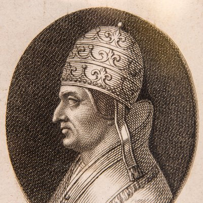 Portrait of Pope Lucius III, 18th-Century, Copperplate Engraving, Framed-FSD-1093429