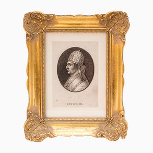 Portrait of Pope Lucius III, 18th-Century, Copperplate Engraving, Framed-FSD-1093429