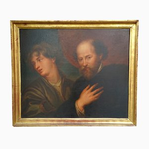 Portrait of Rubens and Van Dyck, 1800s, Oil on Canvas, Framed-NUC-1292113