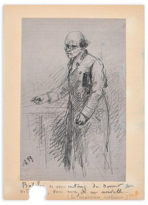 Portrait of Teacher - Original Pencil Drawing by A.C.C. Rodet - Mid 19th Century Mid 19th Century-ZCI-755543