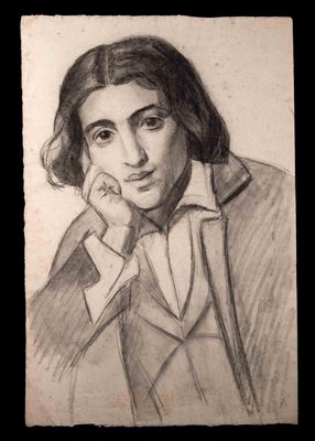 Portrait of the Young Thinker, Original Drawing, Late 19th-Century-ZCI-1245498