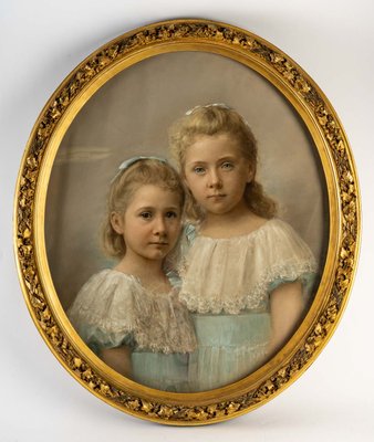 Portrait of Two Girls, 1894, Pastel on Canvas, Framed-UQL-1148545