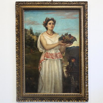 Portrait of Woman, 1800s, Oil on Canvas, Framed-UMS-1383987