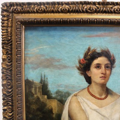 Portrait of Woman, 1800s, Oil on Canvas, Framed-UMS-1383987