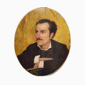 Portrait of Young Man with Mustache - 20th Century - Painting - Modern-ZCI-756886