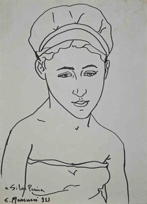 Portrait of Young Woman, Original Drawing, 1953-ZCI-1163507